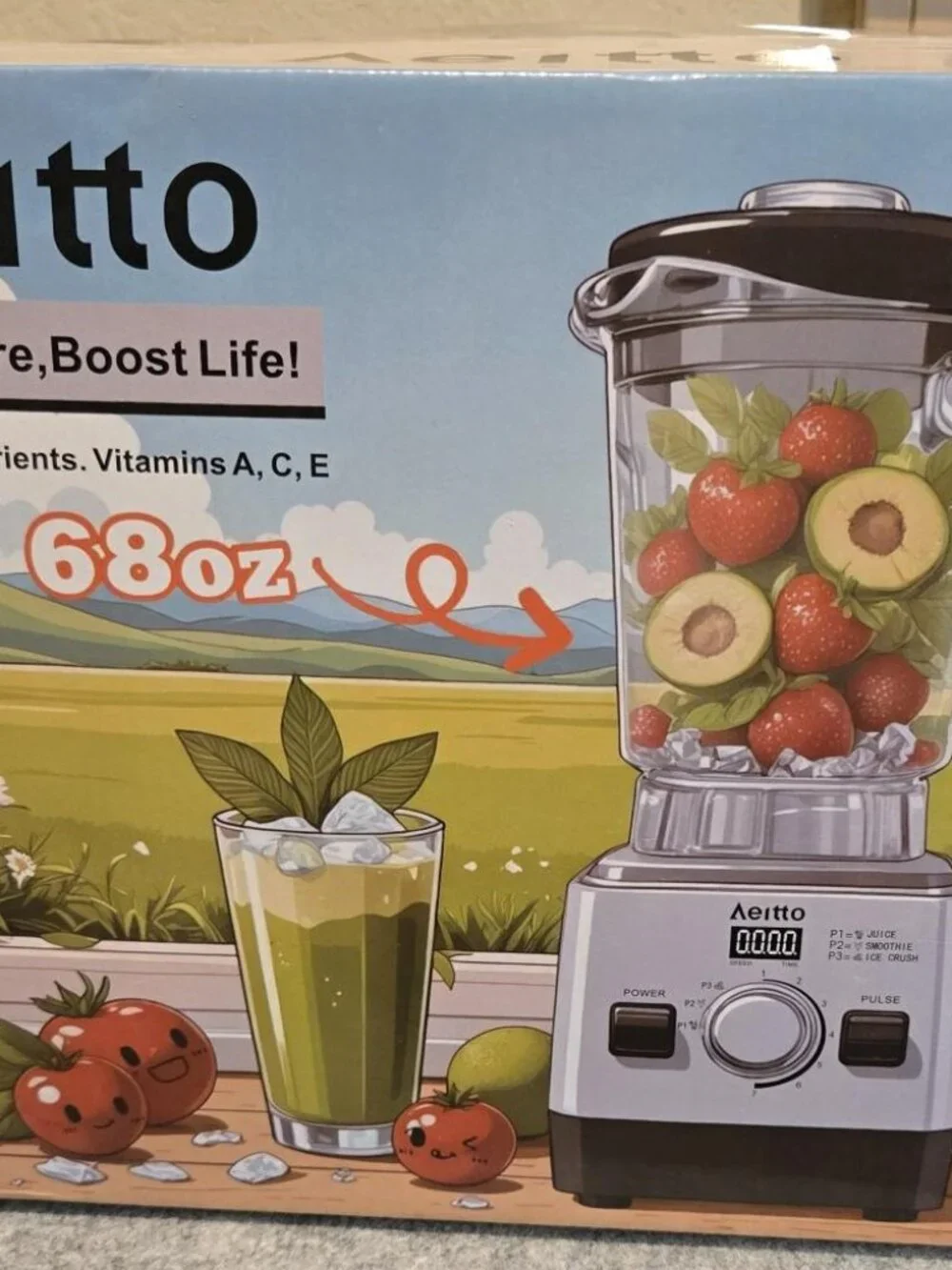 Aeitto High Speed Professional Countertop Blender 68 oz. Large Capacity Jar.